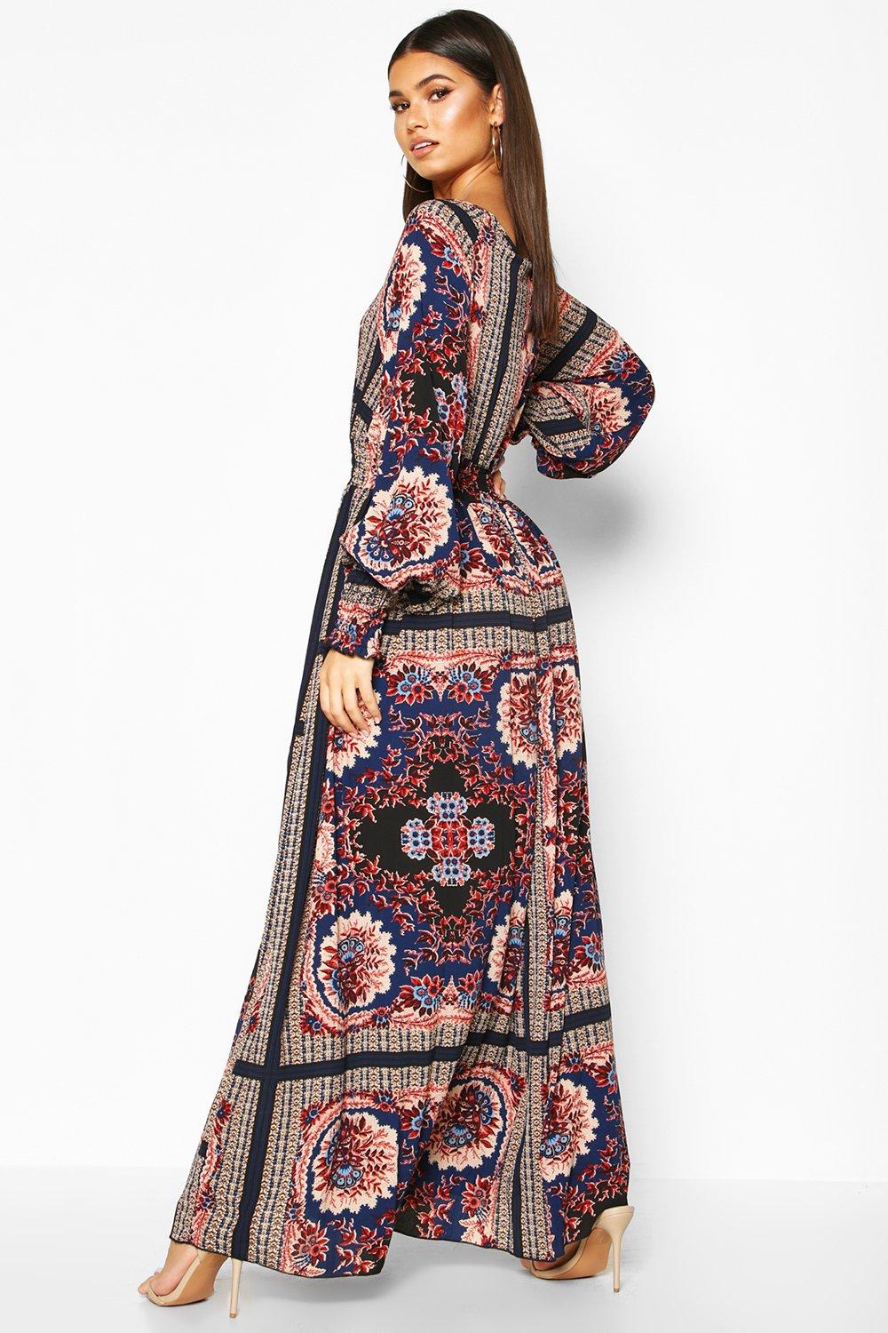 Boohoo scarf print on sale dress